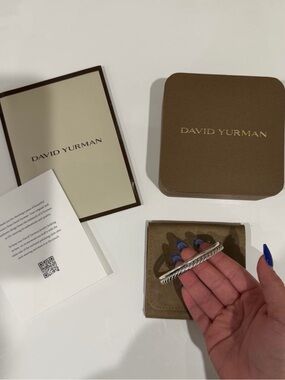 authentic david yurman dy mercer two row sterling silver cuff bracelet
